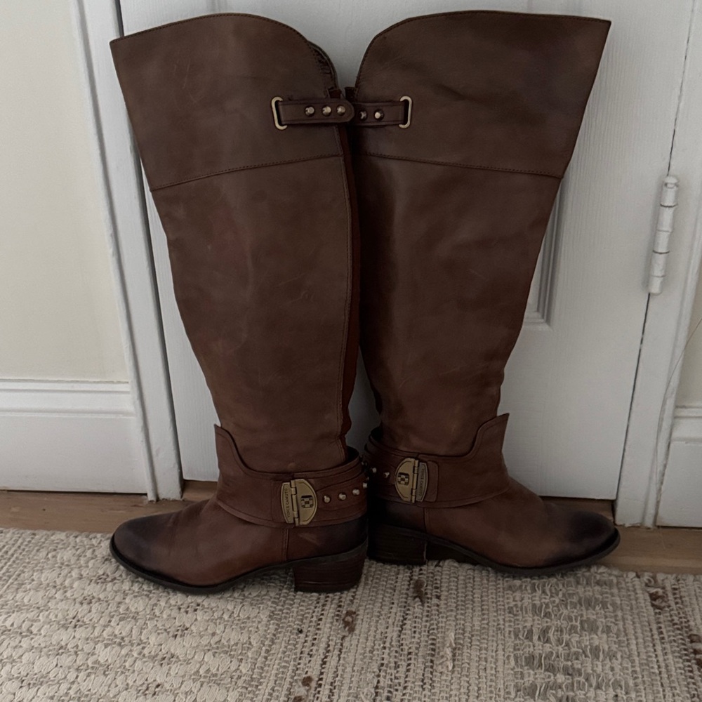 Vince Camuto Brown Leather Boots with Buckle